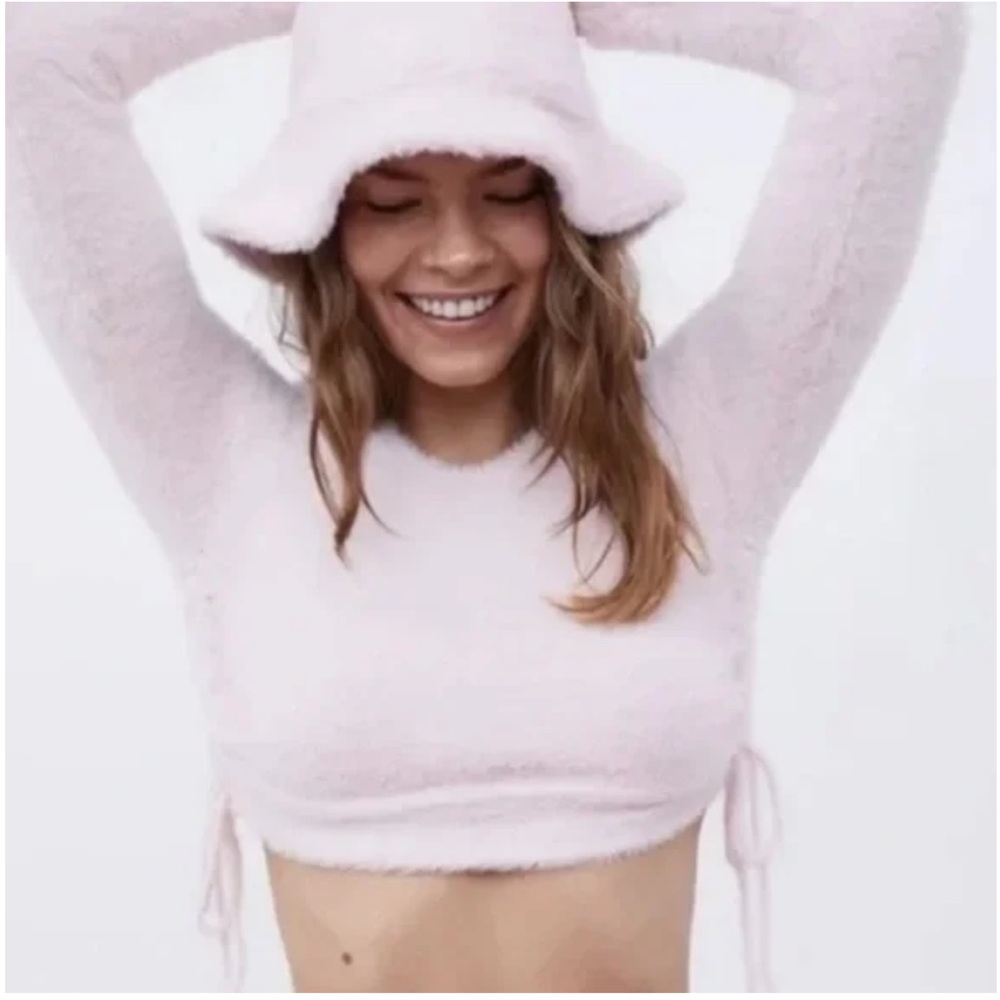 For Love And Lemons Soft Pink Fuzzy Sweater